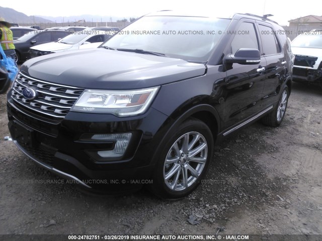 1FM5K8F86HGC22973 - 2017 FORD EXPLORER LIMITED BLACK photo 2