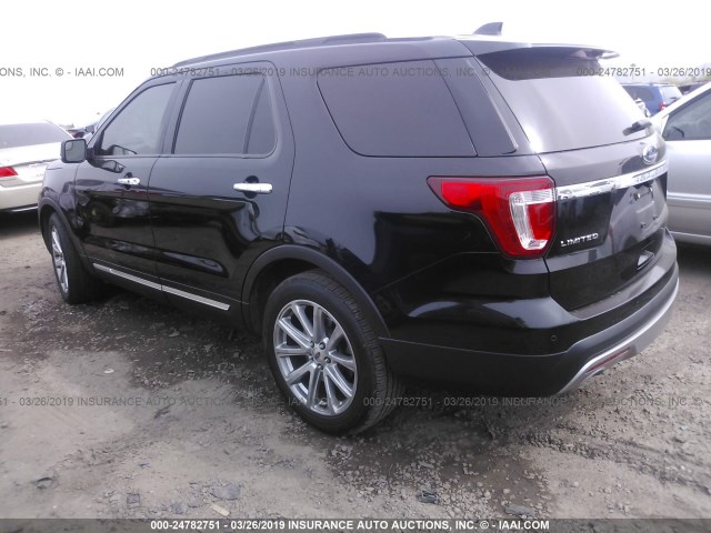 1FM5K8F86HGC22973 - 2017 FORD EXPLORER LIMITED BLACK photo 3