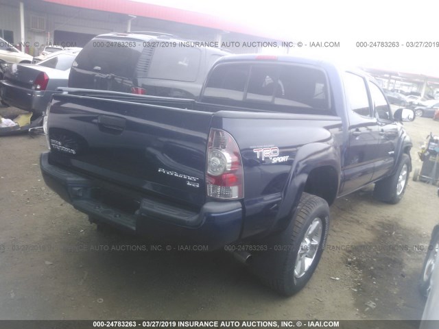 3TMJU4GN1DM153412 - 2013 TOYOTA TACOMA DOUBLE CAB PRERUNNER BLUE photo 4