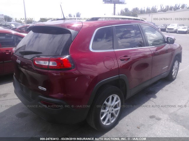 1C4PJLCB3GW171245 - 2016 JEEP CHEROKEE LATITUDE RED photo 4