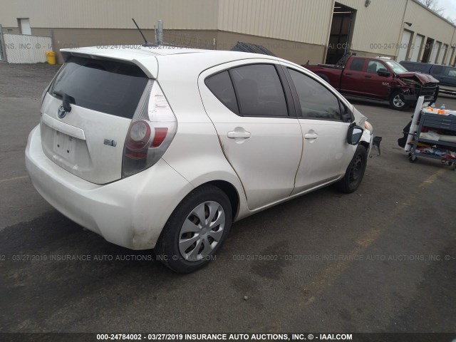 JTDKDTB33C1003818 - 2012 TOYOTA PRIUS C WHITE photo 4