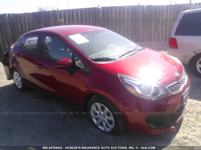 KNADN4A38E6369502 - 2014 KIA RIO EX RED photo 1