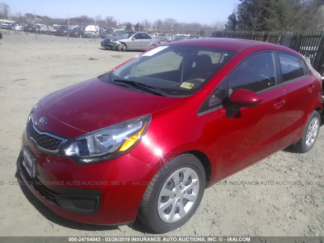 KNADN4A38E6369502 - 2014 KIA RIO EX RED photo 2