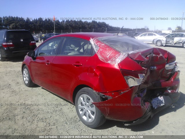 KNADN4A38E6369502 - 2014 KIA RIO EX RED photo 3