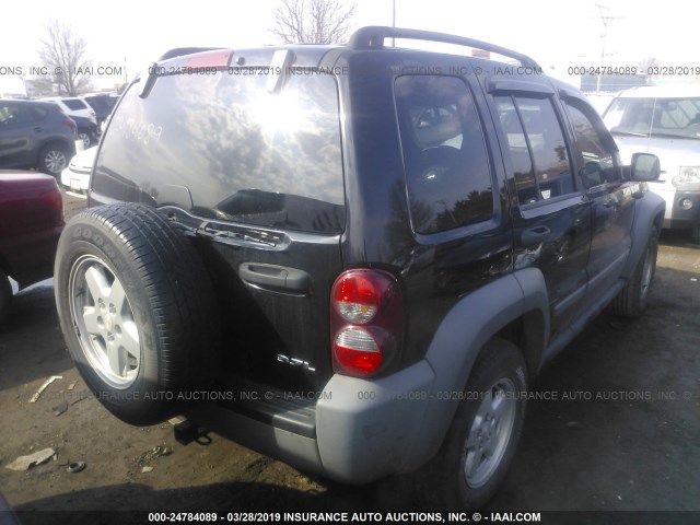 1J4GL48K65W528479 - 2005 JEEP LIBERTY SPORT BLACK photo 4