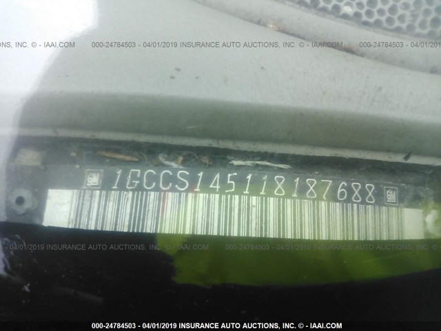 1GCCS145118187688 - 2001 CHEVROLET S TRUCK S10 WHITE photo 9