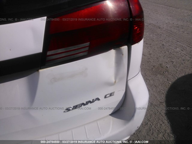 5TDZA23C74S148932 - 2004 TOYOTA SIENNA CE/LE WHITE photo 6