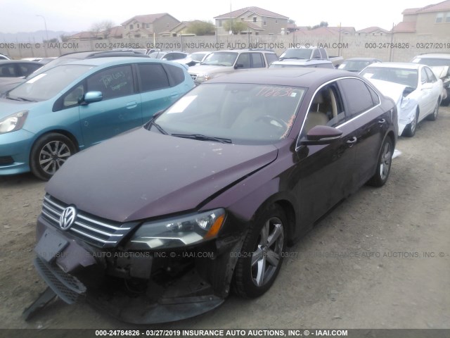 1VWBH7A37CC068864 - 2012 VOLKSWAGEN PASSAT SE MAROON photo 2