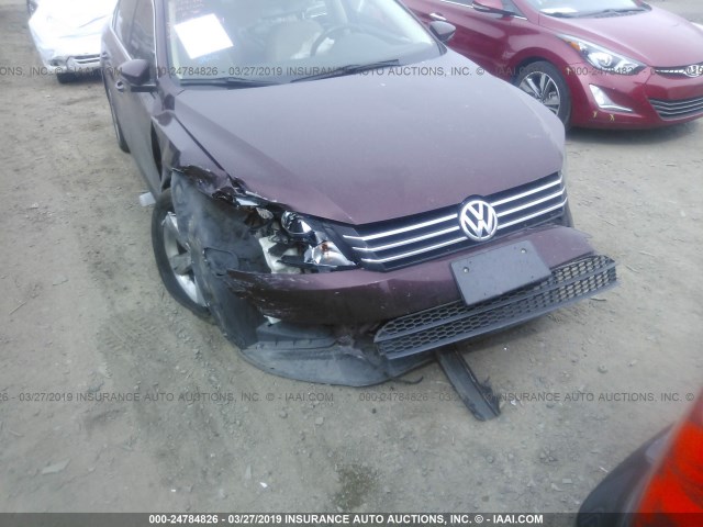 1VWBH7A37CC068864 - 2012 VOLKSWAGEN PASSAT SE MAROON photo 6