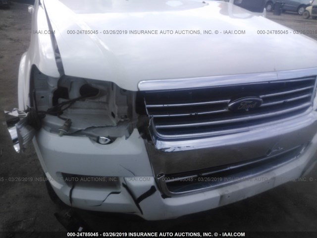 1FMEU6DE5AUA32788 - 2010 FORD EXPLORER XLT WHITE photo 6