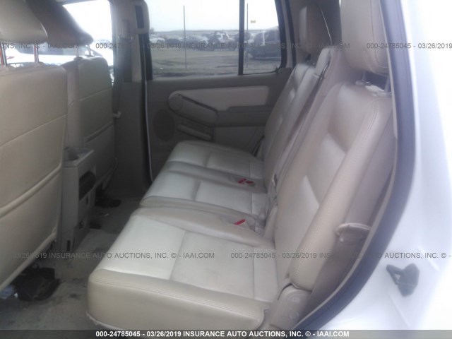 1FMEU6DE5AUA32788 - 2010 FORD EXPLORER XLT WHITE photo 8