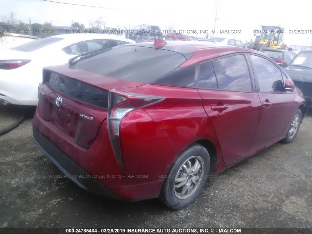 JTDKARFU3H3528582 - 2017 TOYOTA PRIUS RED photo 4