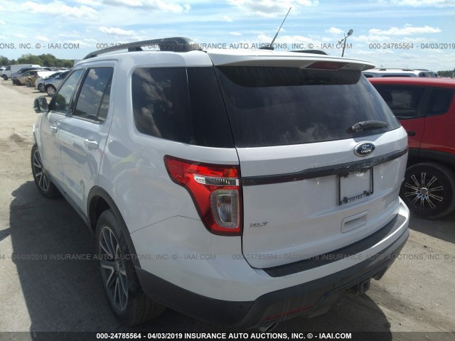 1FM5K8D88FGB29646 - 2015 FORD EXPLORER XLT WHITE photo 3