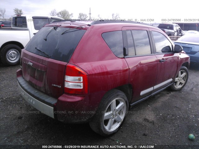 1J8FF57W27D105456 - 2007 JEEP COMPASS LIMITED RED photo 4