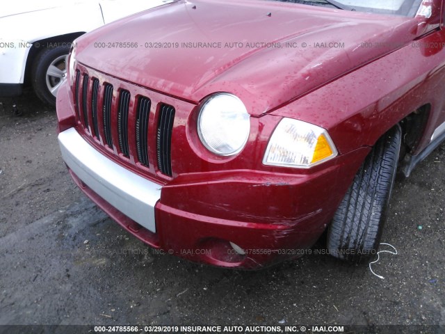 1J8FF57W27D105456 - 2007 JEEP COMPASS LIMITED RED photo 6