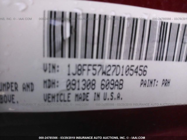 1J8FF57W27D105456 - 2007 JEEP COMPASS LIMITED RED photo 9