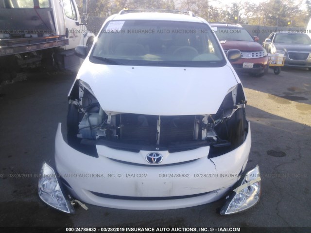 5TDZA23C36S441570 - 2006 TOYOTA SIENNA CE/LE WHITE photo 6