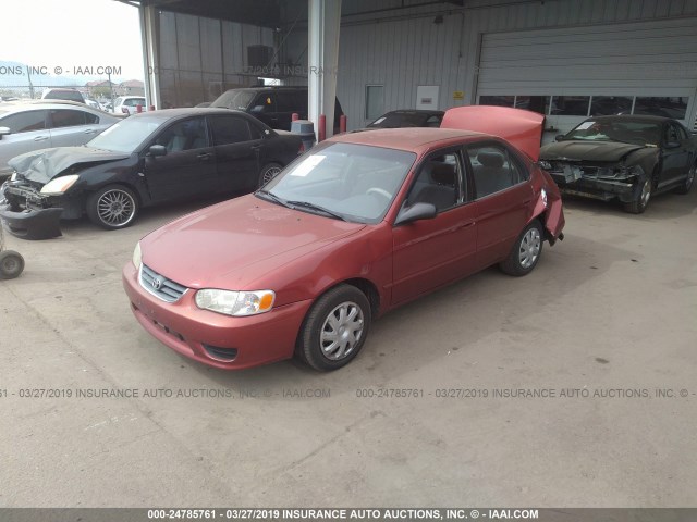 1NXBR12E21Z546527 - 2001 TOYOTA COROLLA CE/LE/S RED photo 2