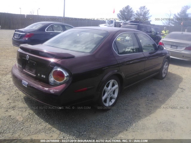 JN1DA31D83T502813 - 2003 NISSAN MAXIMA GLE/GXE/SE MAROON photo 4