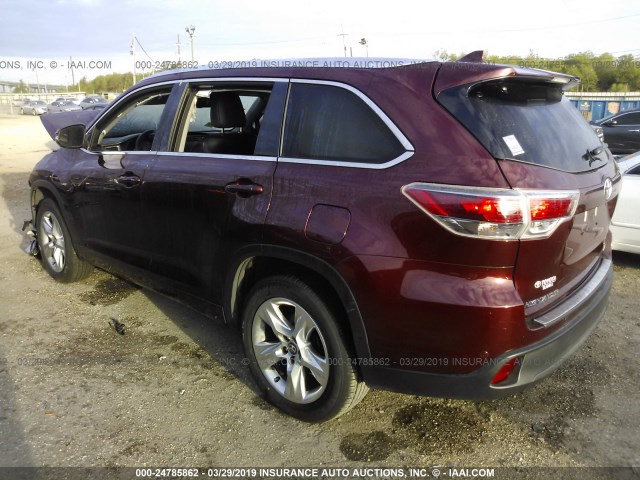 5TDYKRFH7GS149303 - 2016 TOYOTA HIGHLANDER LIMITED/LTD PLATINUM MAROON photo 3