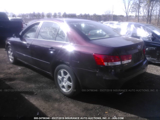 5NPEU46F96H123577 - 2006 HYUNDAI SONATA GLS/LX BURGUNDY photo 3