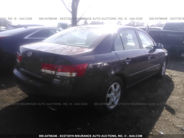 5NPEU46F96H123577 - 2006 HYUNDAI SONATA GLS/LX BURGUNDY photo 4