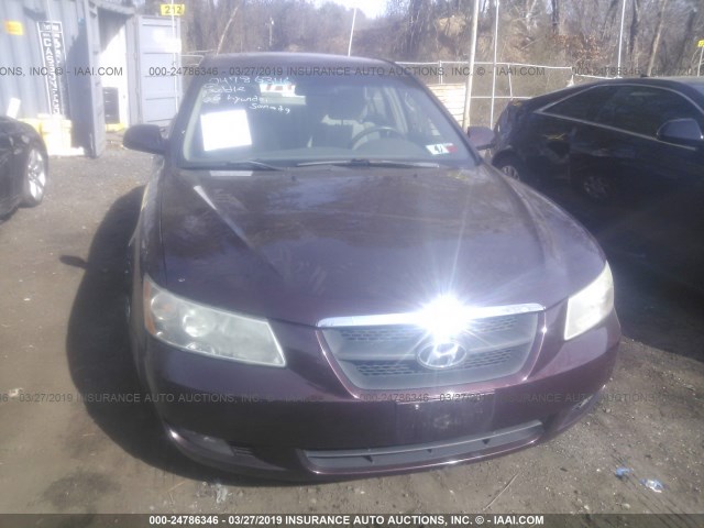 5NPEU46F96H123577 - 2006 HYUNDAI SONATA GLS/LX BURGUNDY photo 6