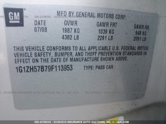 1G1ZH57B79F113953 - 2009 CHEVROLET MALIBU 1LT 金色 照片 9