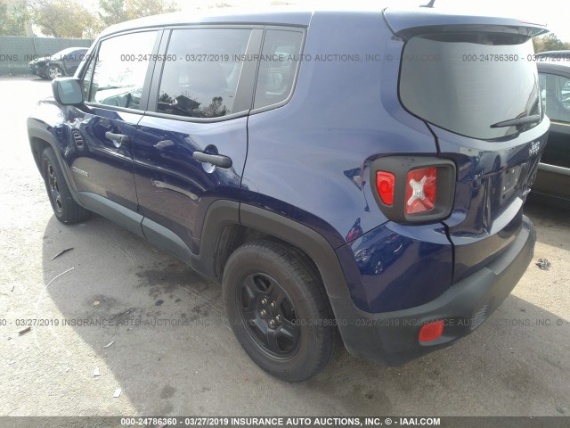 ZACCJAAW6GPC67666 - 2016 JEEP RENEGADE SPORT BLUE photo 3