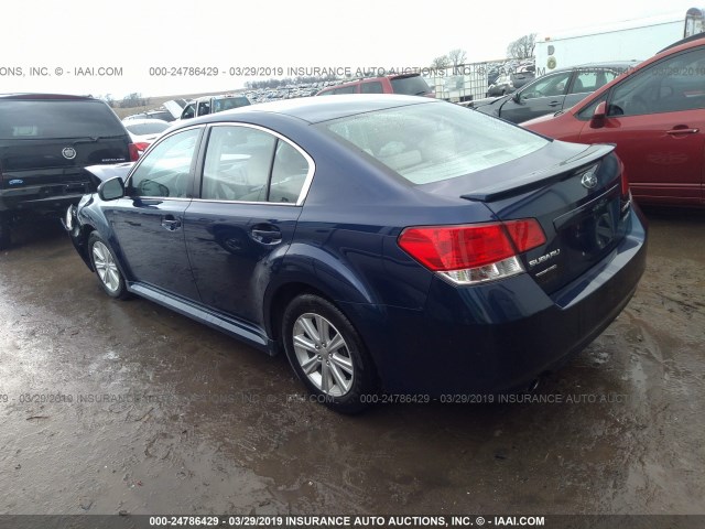 4S3BMBC63B3251136 - 2011 SUBARU LEGACY 2.5I PREMIUM BLUE photo 3