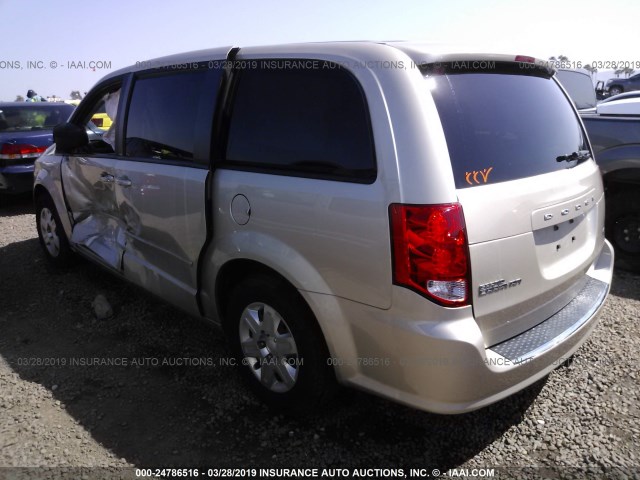 2C4RDGBG7CR396145 - 2012 DODGE GRAND CARAVAN SE TAN photo 3