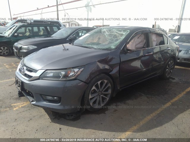 1HGCR2F59EA119072 - 2014 HONDA ACCORD SPORT GRAY photo 2