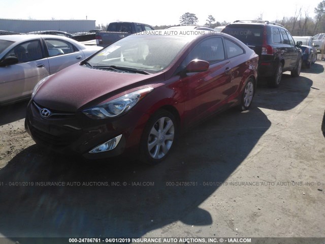 KMHDH6AE3DU011687 - 2013 HYUNDAI ELANTRA COUPE GS/SE RED photo 2