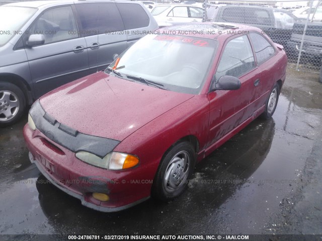 KMHVD34N2XU436588 - 1999 HYUNDAI ACCENT GS/GSI RED photo 2