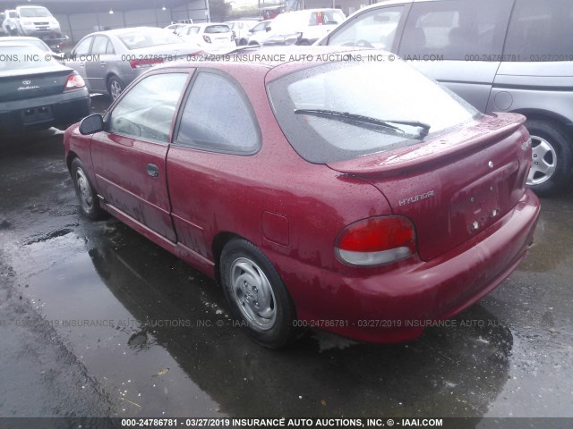 KMHVD34N2XU436588 - 1999 HYUNDAI ACCENT GS/GSI RED photo 3