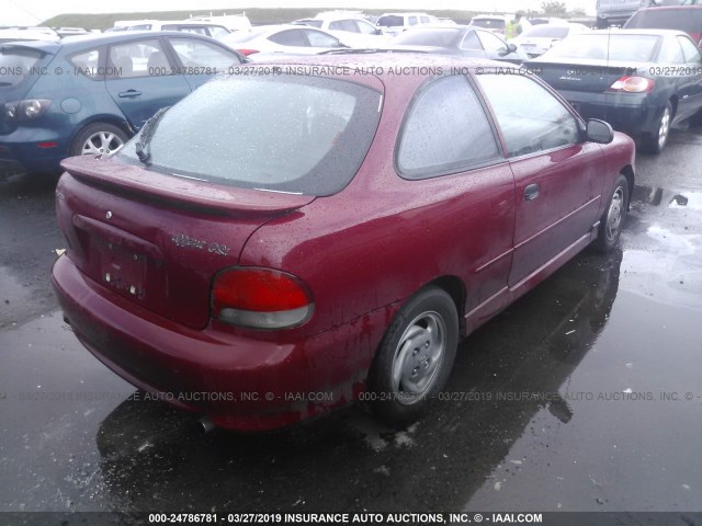 KMHVD34N2XU436588 - 1999 HYUNDAI ACCENT GS/GSI RED photo 4