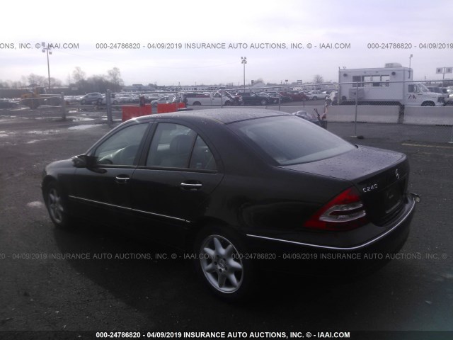 WDBRF61J84F525325 - 2004 MERCEDES-BENZ C 240 BLACK photo 3