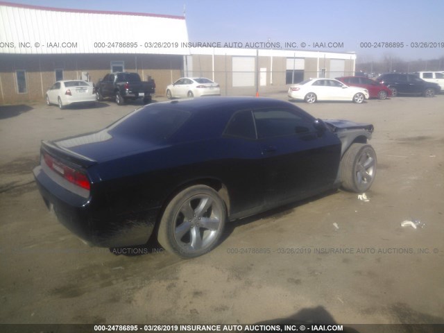 2C3CDYAG6EH142498 - 2014 DODGE CHALLENGER SXT BLUE photo 4