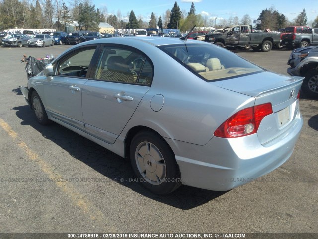 JHMFA36296S011298 - 2006 HONDA CIVIC HYBRID Light Blue photo 3