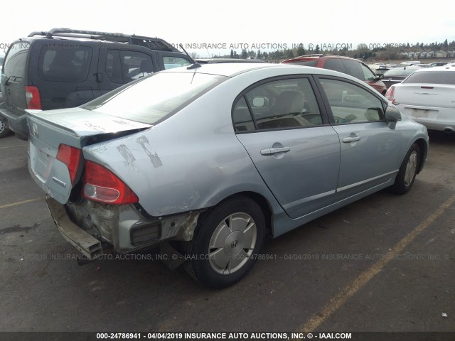 JHMFA36237S014117 - 2007 HONDA CIVIC HYBRID Light Blue photo 4