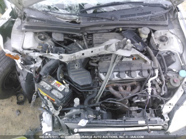 2HGES16592H562925 - 2002 HONDA CIVIC LX SILVER photo 10