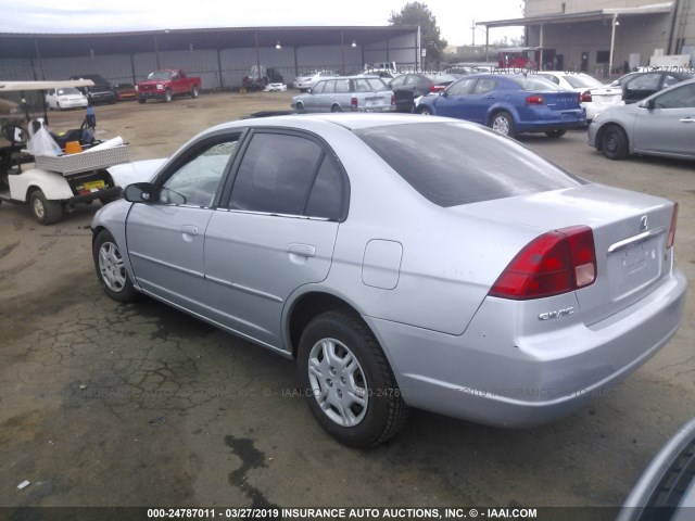 2HGES16592H562925 - 2002 HONDA CIVIC LX SILVER photo 3