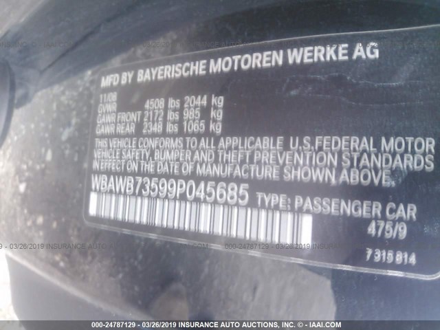 WBAWB73599P045685 - 2009 BMW 335 I BLUE photo 9