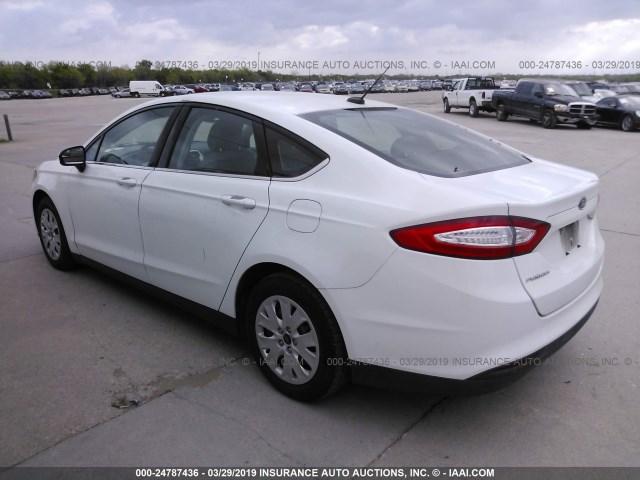 3FA6P0G79DR328179 - 2013 FORD FUSION S WHITE photo 3