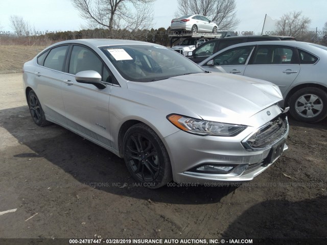 3FA6P0LU8JR128062 - 2018 FORD FUSION SE HYBRID SILVER photo 1