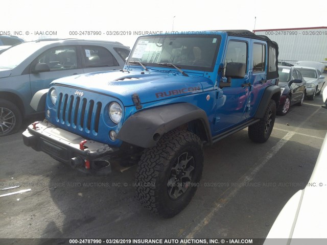 1C4BJWFG8GL105505 - 2016 JEEP WRANGLER UNLIMITE RUBICON BLUE photo 2