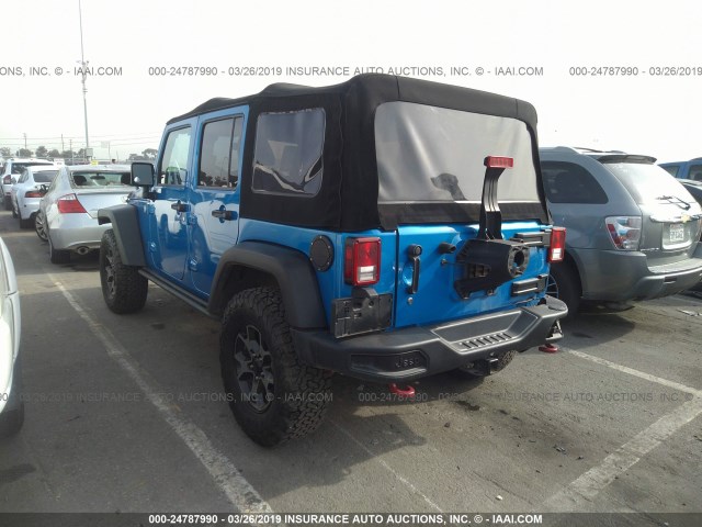 1C4BJWFG8GL105505 - 2016 JEEP WRANGLER UNLIMITE RUBICON BLUE photo 3