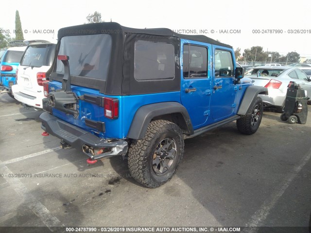 1C4BJWFG8GL105505 - 2016 JEEP WRANGLER UNLIMITE RUBICON BLUE photo 4