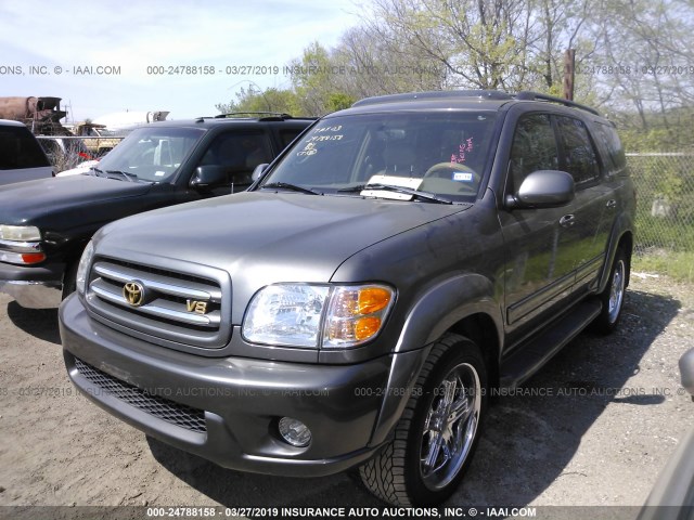 5TDZT38A83S195232 - 2003 TOYOTA SEQUOIA LIMITED GRAY photo 2