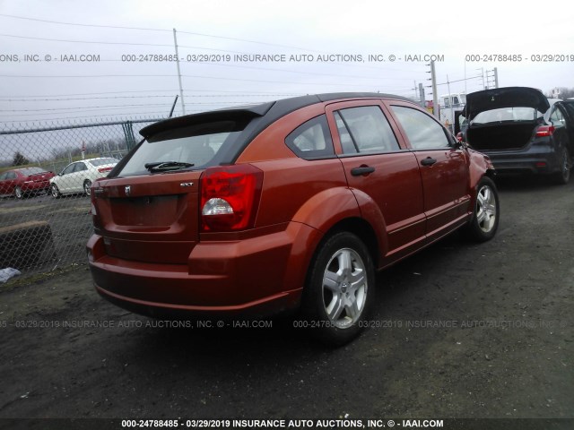 1B3HB48BX7D322076 - 2007 DODGE CALIBER SXT ORANGE photo 4